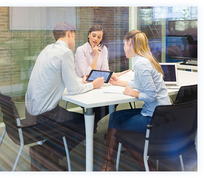 Three People in a meeting